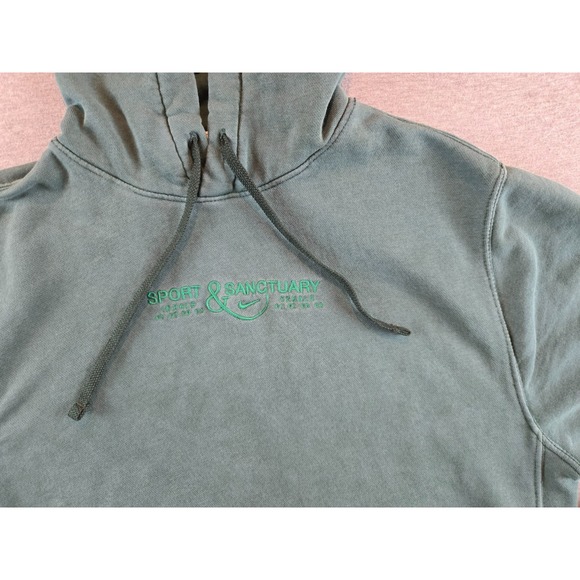 Nike Sport & Sanctuary Wellness Hoodie Sweatshirt Mens Small Green Embroidered - Picture 12 of 14